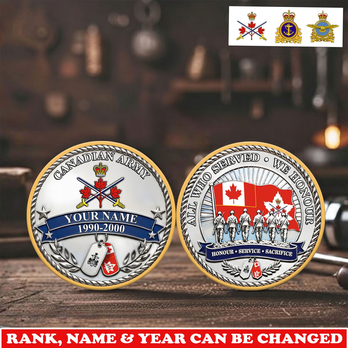 Personalized Canada Veteran/ Soldier With Rank,  Name And Year Challenge Coin - 17743104