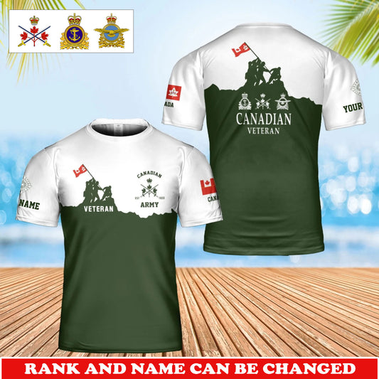 Personalized Canada Soldier/Veteran Camo with Rank and Name T-Shirt All Over Printed - 17746560
