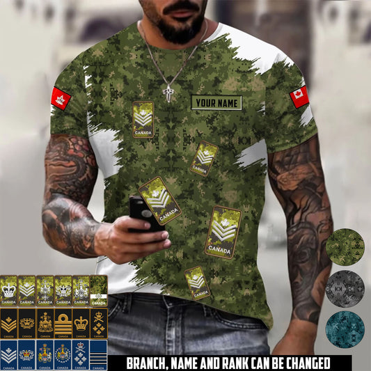 Personalized Canada Soldier/Veteran Camo with Name and Rank T-Shirt All Over Printed - 17665344