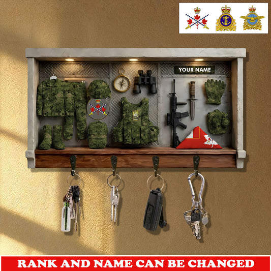 Personalized Canada Veteran/ Soldier With Rank and Name Wooden Key Holder All Over Printed - 1775779201