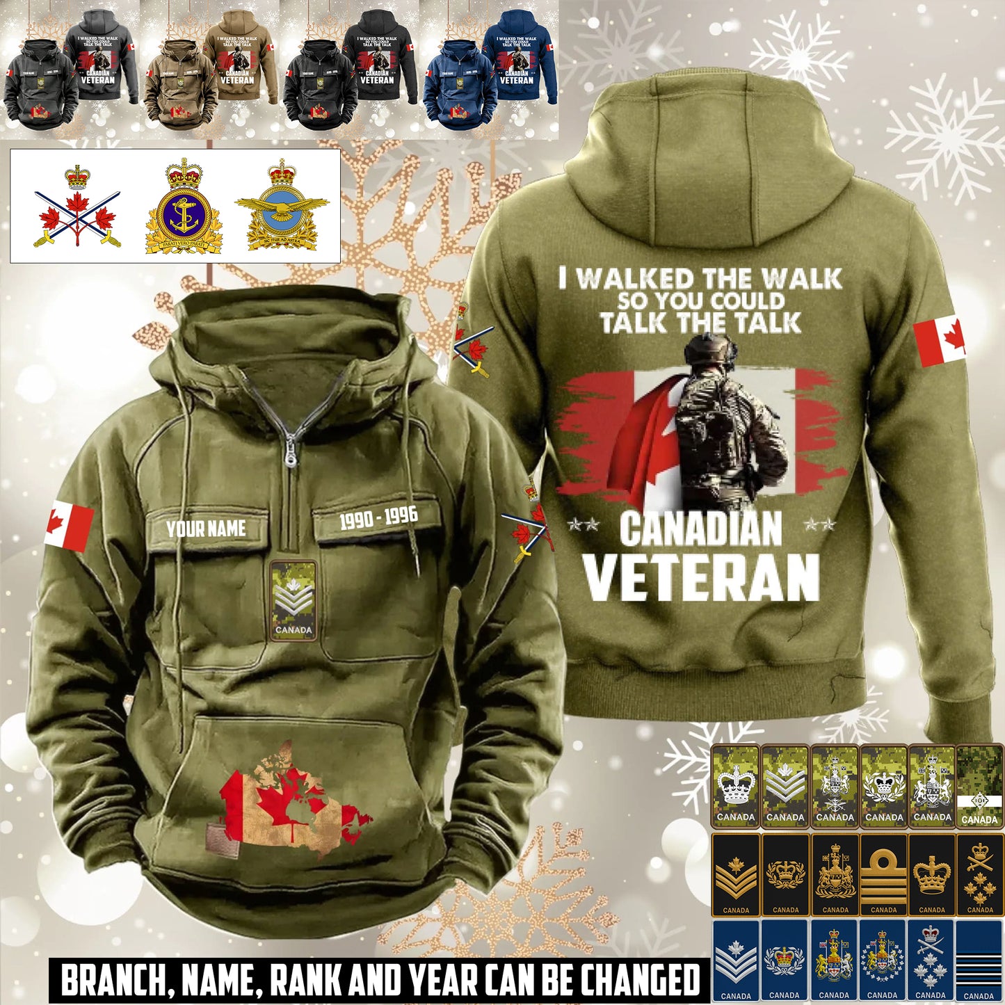 Personalized Canada Soldier/Veteran Vintage Hoodie All Over Printed - 1760313604