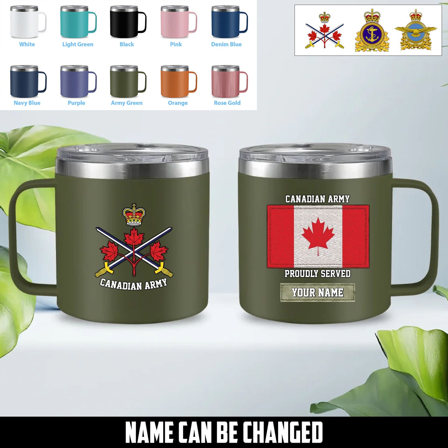 Personalized Canada Soldier/ Veteran With Name  Stainless Steel Coffee Mug Printed - 1761177602