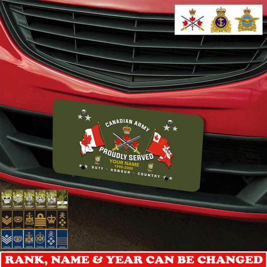 Personalized Canada Veteran/ Soldier With Rank, Name And Year License Plate - 17763840