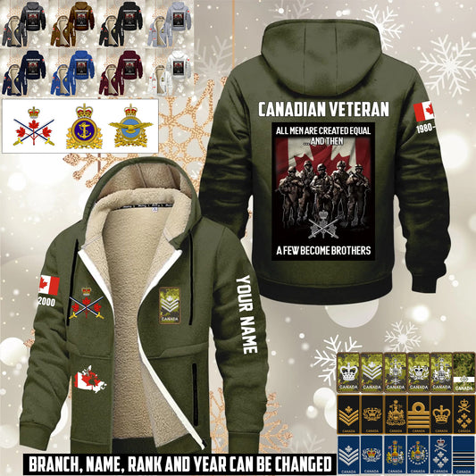Personalized Canada Soldier/ Veteran With Name, Year And Rank Hoodie Zip Velvet Coat - 17636832