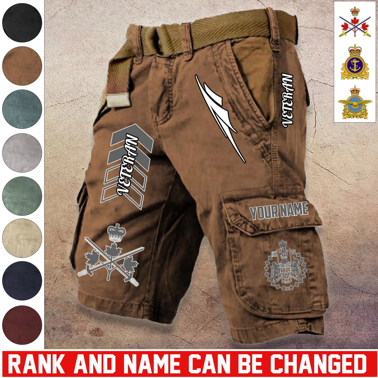 Personalized Canada Soldier/ Veteran With Rank And Name Demin Shorts Multicolor - 17686944