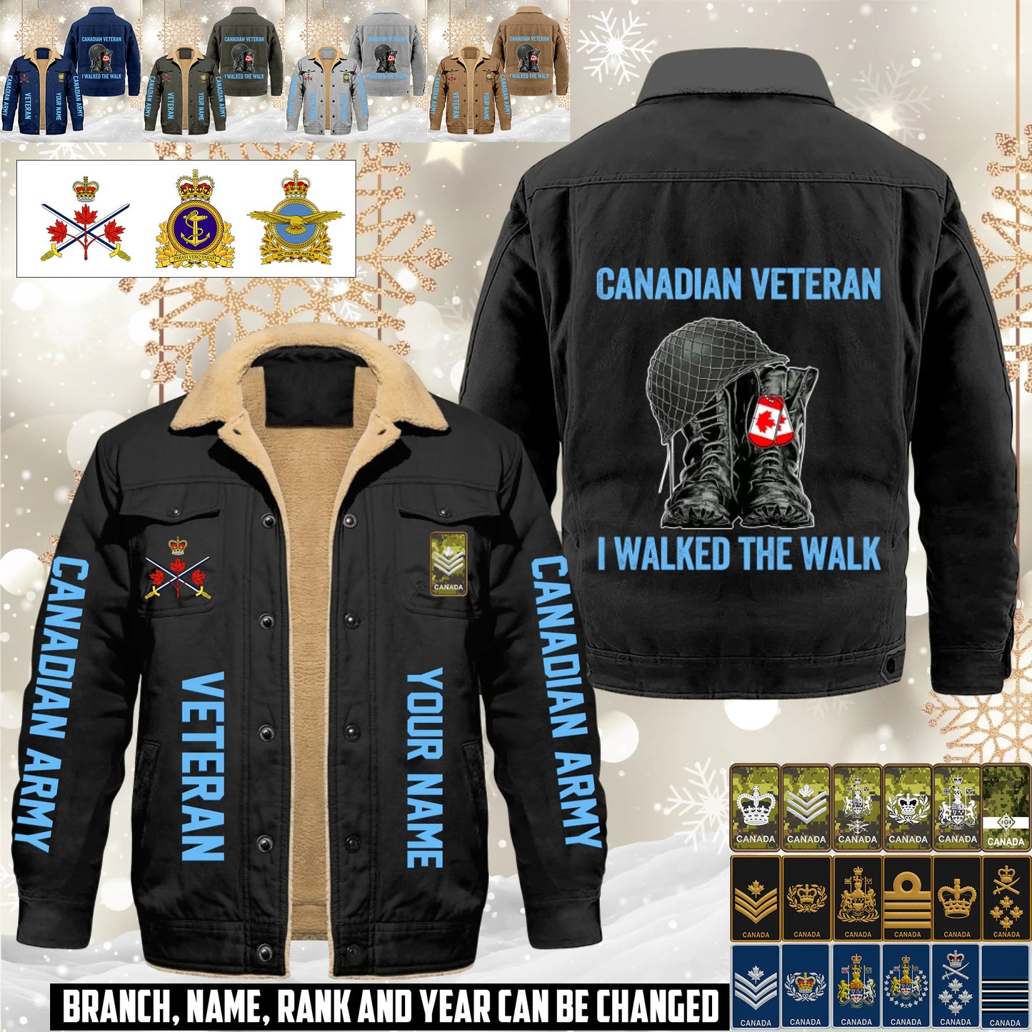 Personalized Canada Soldier/ Veteran With Name And Rank Cargo Fleece Jacket - 17593632