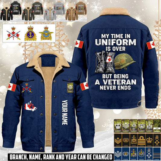 Personalized Canada Soldier/ Veteran With Name And Rank Cargo Fleece Jacket - 17645472