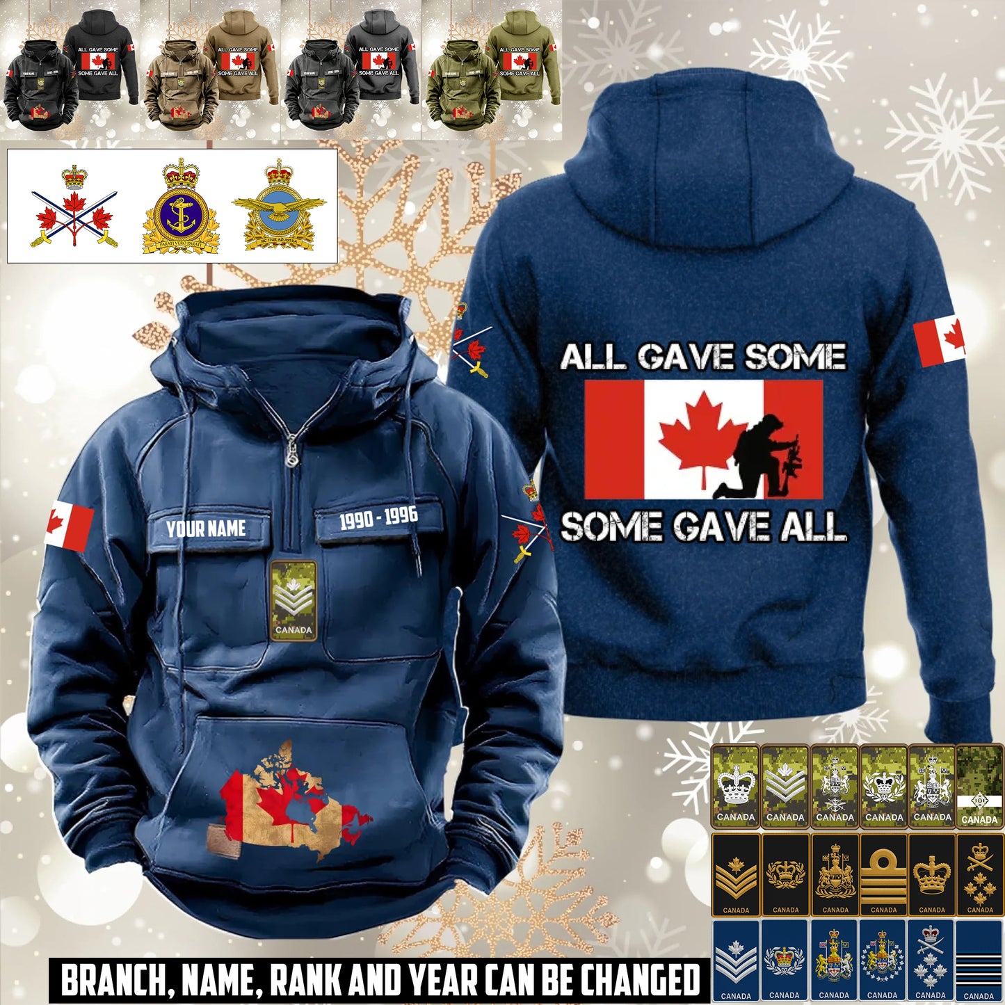 Personalized Canada Soldier/Veteran Vintage Hoodie All Over Printed - 1760400001