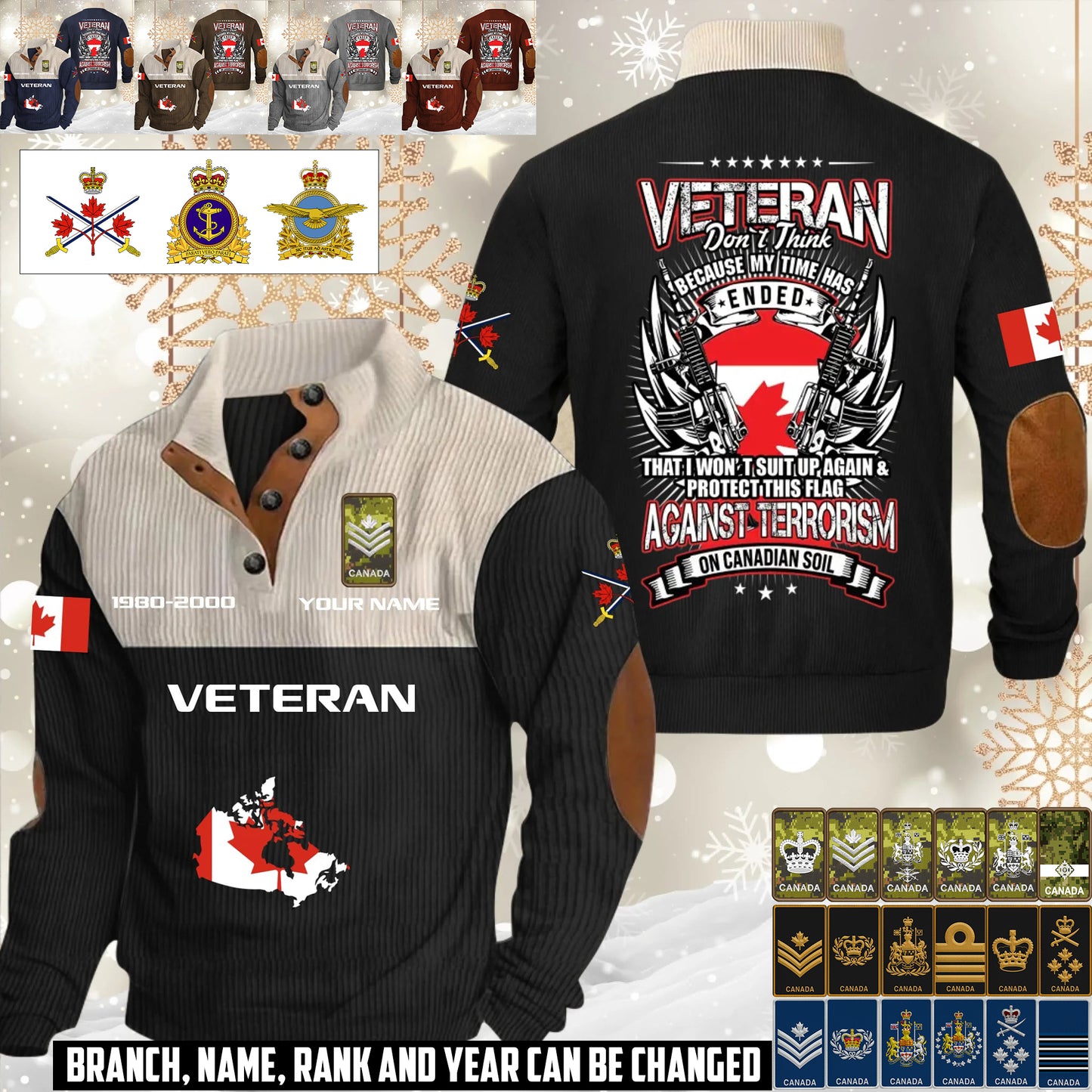Personalized Canada Soldier/ Veteran With Name, Year And Rank Sports Sweatshirt - 17644608