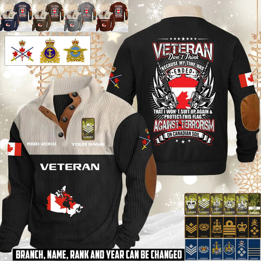 Personalized Canada Soldier/ Veteran With Name, Year And Rank Sports Sweatshirt - 17644608