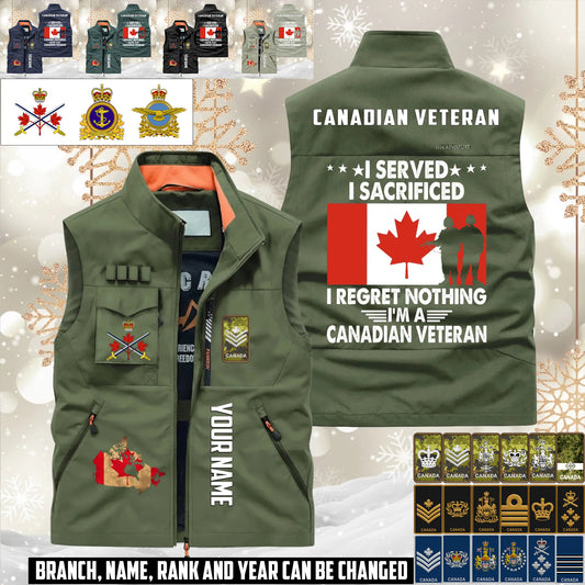 Personalized Canada Soldier/ Veteran With Name & Rank Sleeveless Jacket Multicolor - 17633376
