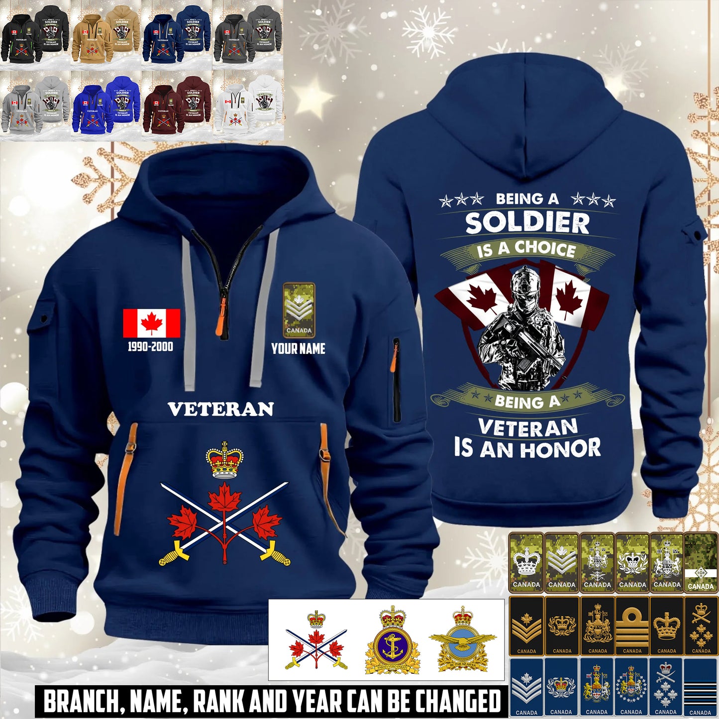 Personalized Canada Soldier/ Veteran With Name, Year And Rank Zip Hoodie Multicolor - 17563392