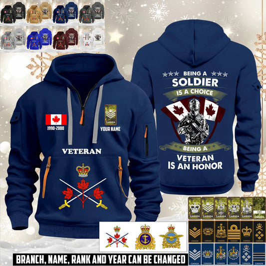 Personalized Canada Soldier/ Veteran With Name, Year And Rank Zip Hoodie Multicolor - 17563392
