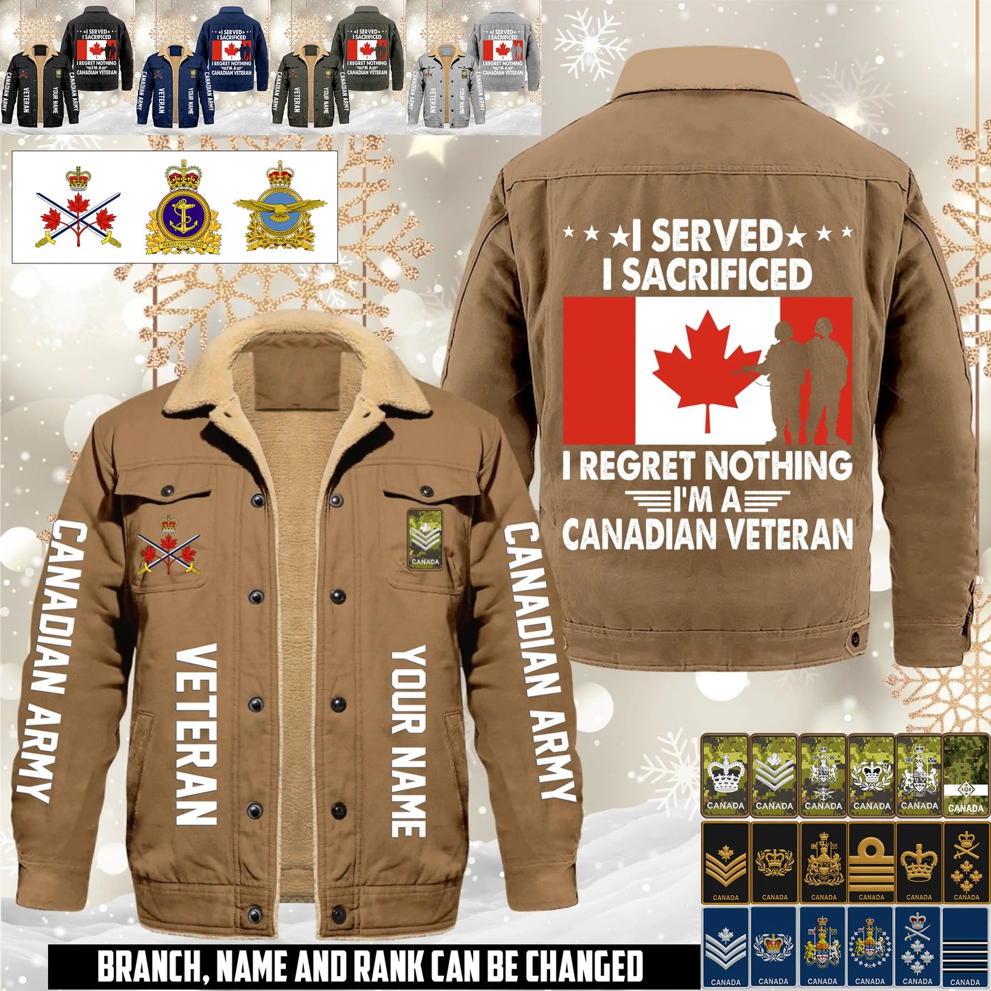 Personalized Canada Soldier/ Veteran With Name And Rank Cargo Fleece Jacket - 1765843200
