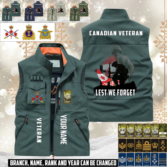 Personalized Canada Soldier/ Veteran With Name & Rank Sleeveless Jacket Multicolor - 17632512