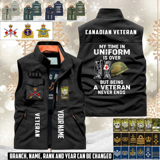 Personalized Canada Soldier/ Veteran With Name & Rank Sleeveless Jacket Multicolor - 17634240