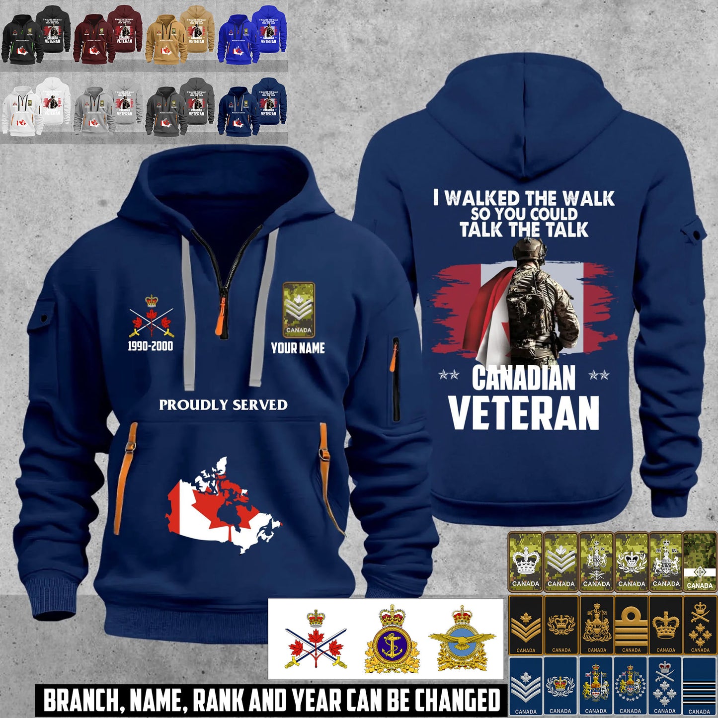 Personalized Canada Soldier/ Veteran With Name, Year And Rank Zip Hoodie Multicolor - 17666208