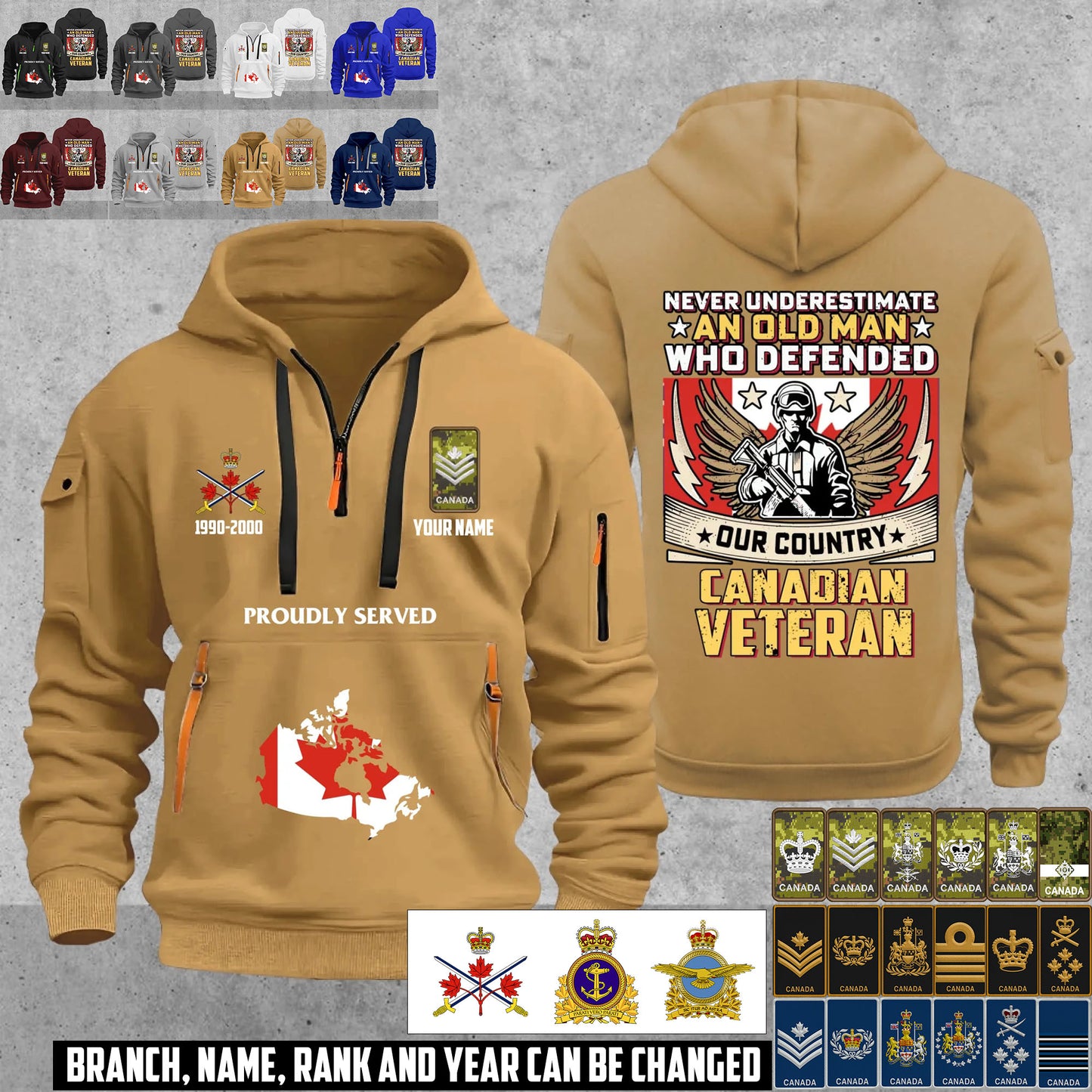 Personalized Canada Soldier/ Veteran With Name, Year And Rank Zip Hoodie Multicolor - 17667072