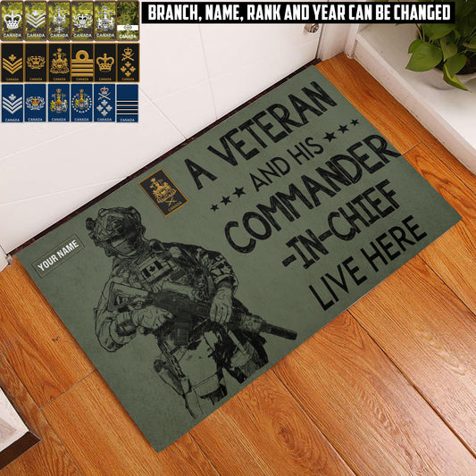 Personalized Canada Soldier/ Veteran Camo With Name And Rank Doormat 3D Printed - 17438112