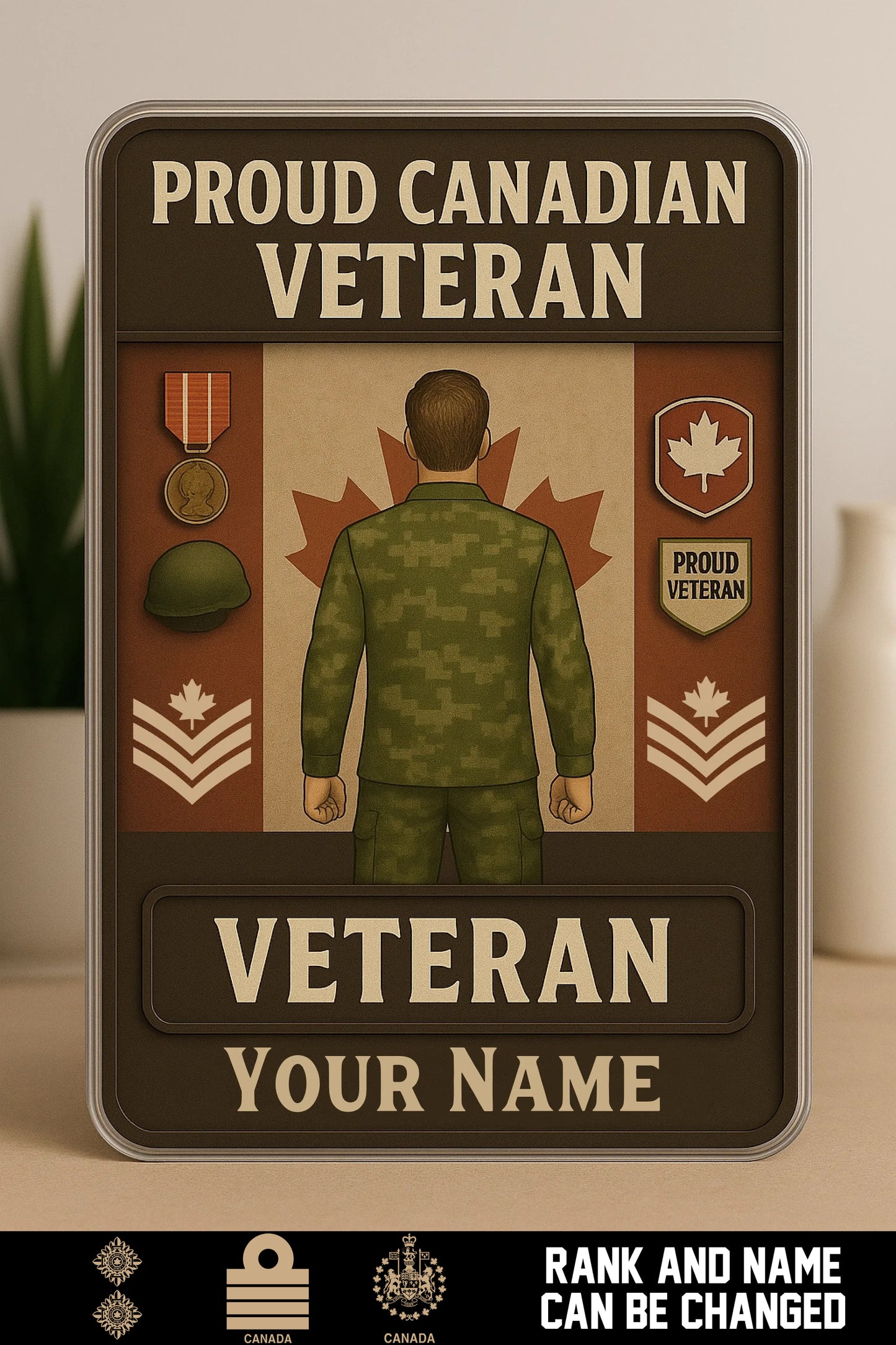 Personalized Canada Soldier/ Veteran With Rank And Name Custom Shape Acrylic Plaque - 17472672