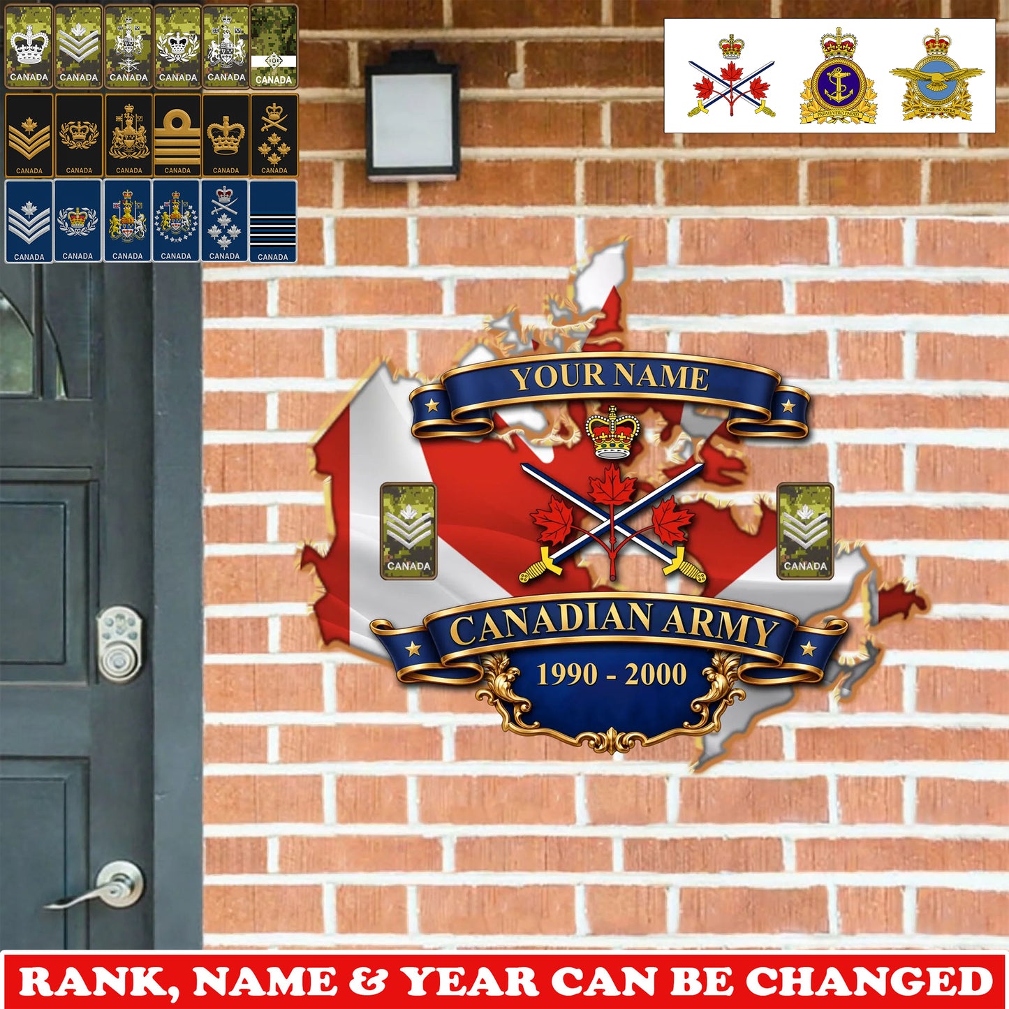Personalized Rank, Name And Year Canada Soldier/Veterans Wooden Sign - 17772480
