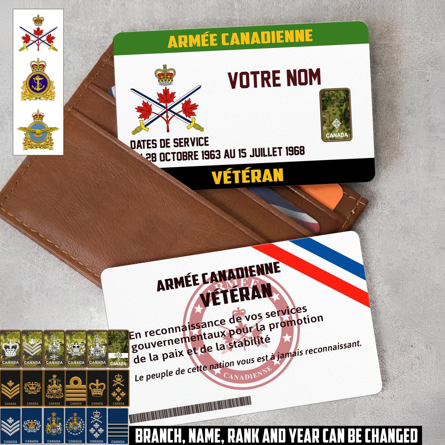 Personalized Canada Soldier/ Veteran With Rank, Name And Year Aluminum Wallet Card - 1747958401
