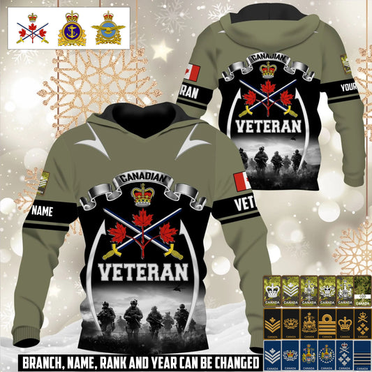 Personalized Canada Soldier/Veteran Camo with Name and Rank Hoodie All Over Printed - 17609184