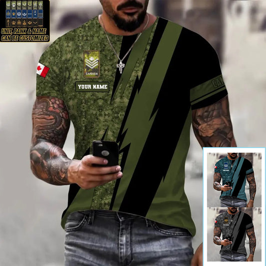 Personalized Canada Soldier/ Veteran Camo With Name And Rank T-Shirt 3D Printed  - 0503240001QA