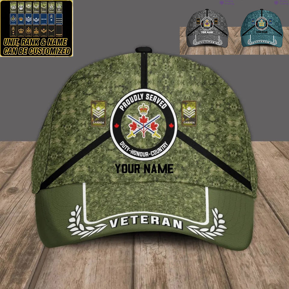 Personalized Rank And Name Canada Soldier/Veterans Camo Baseball Cap - 04042401