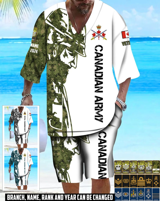 Personalized Canada Soldier/ Veteran With Name, Year And Rank Combo Top + Bottoms - 17262720
