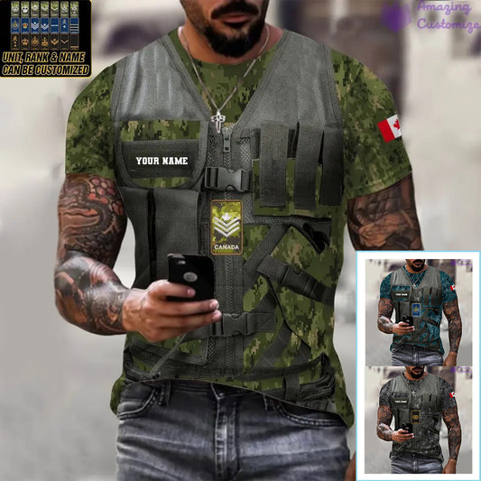 Personalized Canada Soldier/ Veteran Camo With Name And Rank T-shirt 3D Printed  - 22042401QA