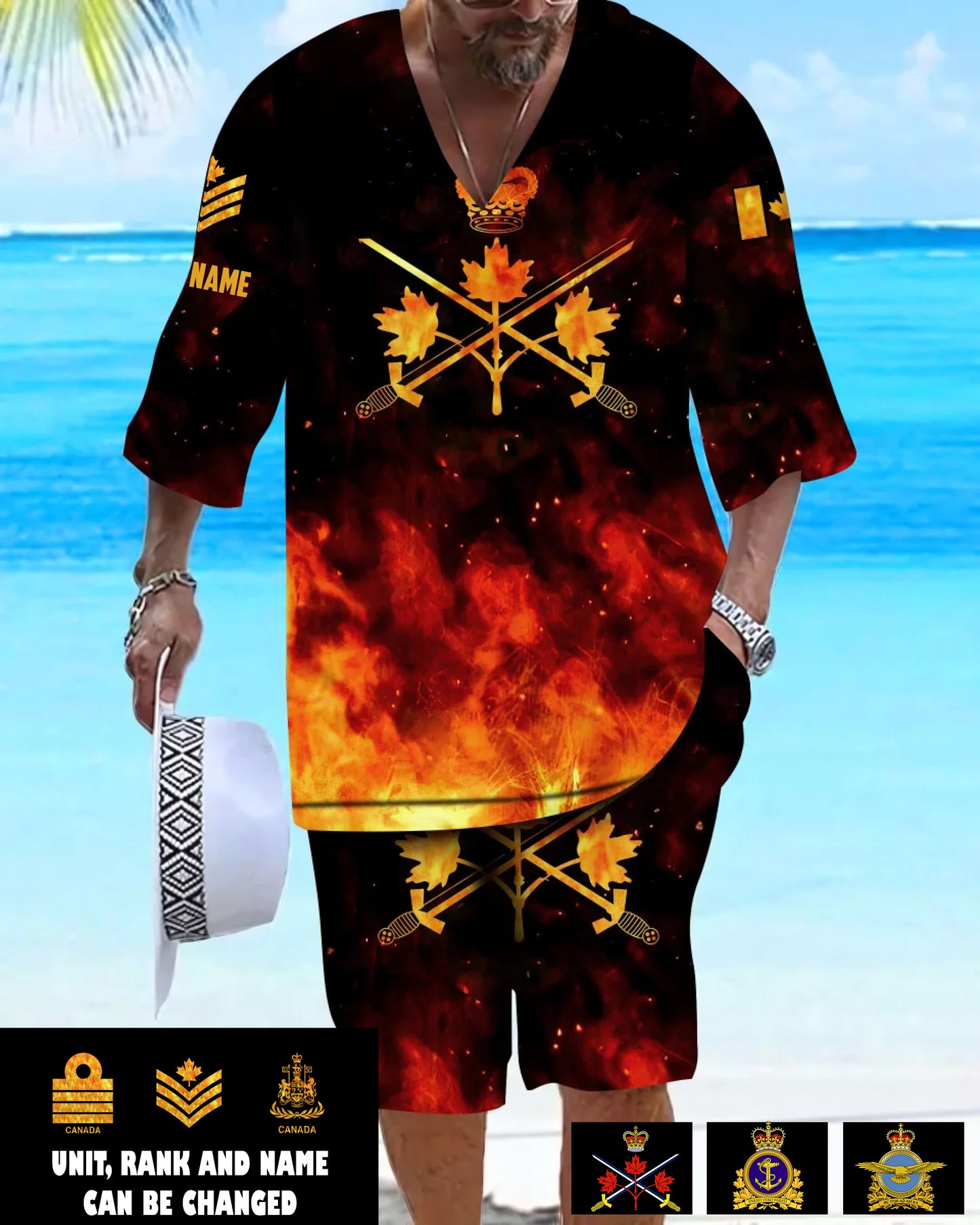 Personalized Canada Soldier/ Veteran With Name And Rank Combo Top + Bottoms - 17259264