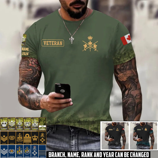 Personalized Canada Soldier/Veteran Camo with Name, Year and Rank T-Shirt All Over Printed - 17407872