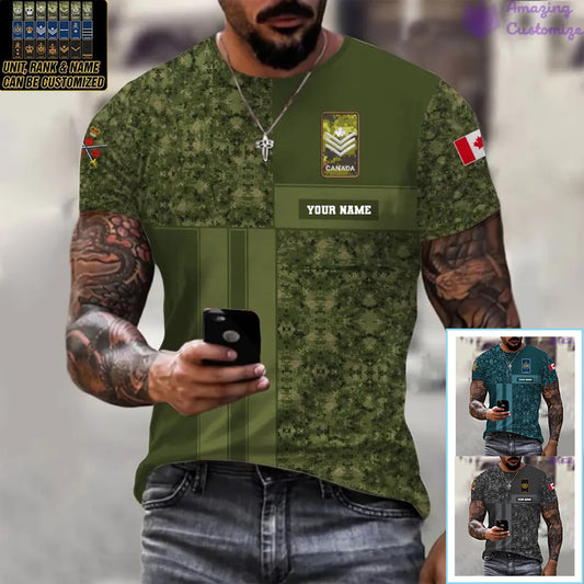 Personalized Canada Soldier/ Veteran Camo With Name And Rank T-shirt Printed  - 07052401QA