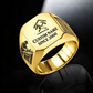 Carpenter Signature Crest ring in Gold, showing CUSTOM NAME and SINCE 2000