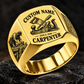 Carpenter Heritage Emblem ring in Gold, showing CUSTOM NAME and SINCE 2000