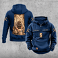 Carpenter Daily Commitment Portrait Vintage Hoodie in Dark Blue, front and back views with sample text CUSTOM NAME and SINCE 2000.
