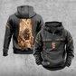 Carpenter Daily Commitment Portrait Vintage Hoodie in Dark Gray, front and back views with sample text CUSTOM NAME and SINCE 2000.