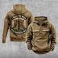 Carpenter Walk the Walk Badge Vintage Hoodie in Kaki, front and back views with sample text CUSTOM NAME and SINCE 2000.