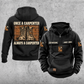 Carpenter Once and Always Vintage Hoodie in Black, front and back views with sample text CUSTOM NAME and SINCE 2000, hammer-and-square motifs and framed work-boot back artwork.
