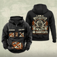 Carpenter Heritage Crest Vintage Hoodie in Black, front and back views with sample text CUSTOM NAME and SINCE 2000.