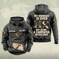Carpenter Never Ends Vintage Hoodie in Dark Gray, front and back views with sample text CUSTOM NAME and SINCE 2000, boots, claw hammer and carpenter square artwork.