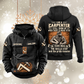 Carpenter Skills and Pride Vintage Hoodie in Black, front and back views with sample text CUSTOM NAME and SINCE 2000, carpenter portrait back graphic, square-and-hammer sleeve symbols and lower-front motif.
