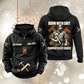Carpenter By Choice Vintage Hoodie in Black, front and back views with sample text CUSTOM NAME and SINCE 2000, carpenter portrait and crossed hammer-and-square artwork.