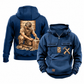 Carpenter Ready Every Day Portrait Vintage Hoodie in Dark Blue, front and back views with sample text CUSTOM NAME and SINCE 2000, crossed hammer-and-square chest emblems and a kneeling carpenter back illustration.