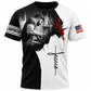 Personalized carpenter T-Shirt black and white Jesus portrait print, front view