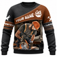 Personalized carpenter sweatshirt with brown diagonal band and carpenter at work print, front view