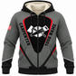 Personalized carpenter fleece zip hoodie with grey red crossed tools design, front view