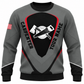 Personalized carpenter sweatshirt with grey red crossed tools design, front view