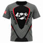 Personalized carpenter t-shirt with grey red crossed tools design, front view